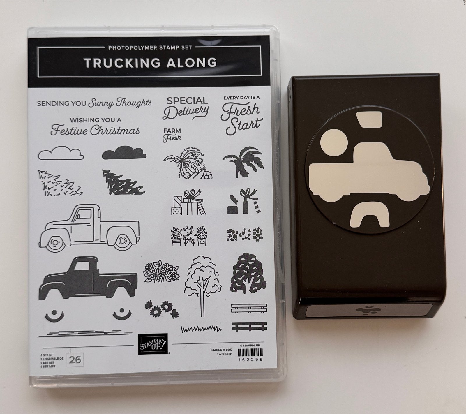 Stampin' Up! Trucking Along stempelset met pons, Ophalen of Verzenden, Zo goed als nieuw, Clearstamp