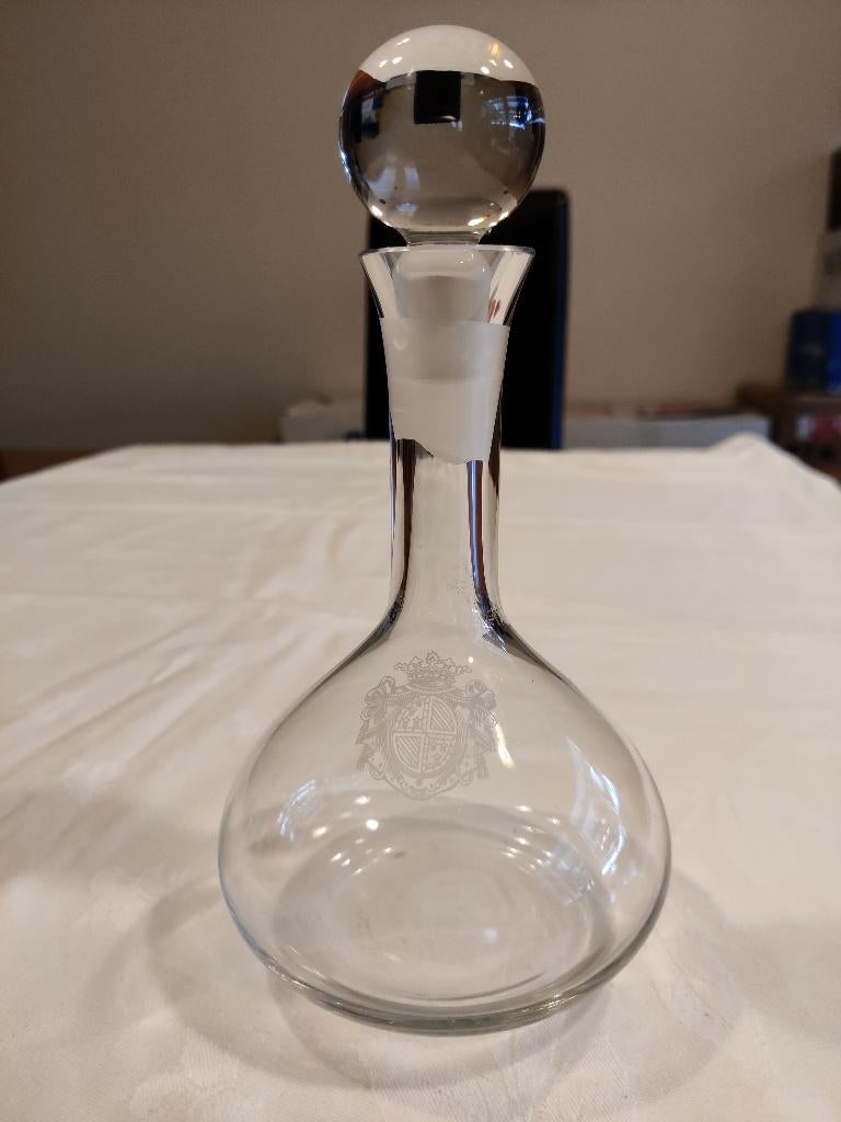 Glazen stolp flesje met gegraveerd wapen, Antiek en Kunst, Antiek | Glas en Kristal, Ophalen of Verzenden