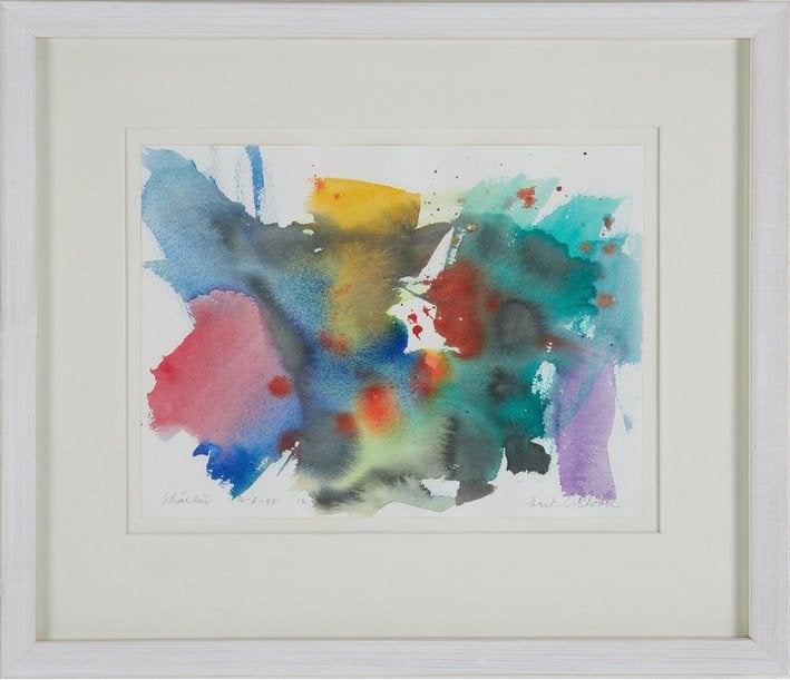 Aquarel van Erik Ortvad, Antiek en Kunst, Kunst | Litho's en Zeefdrukken, Ingelijst, Ophalen of Verzenden, Abstract, Overige techniek