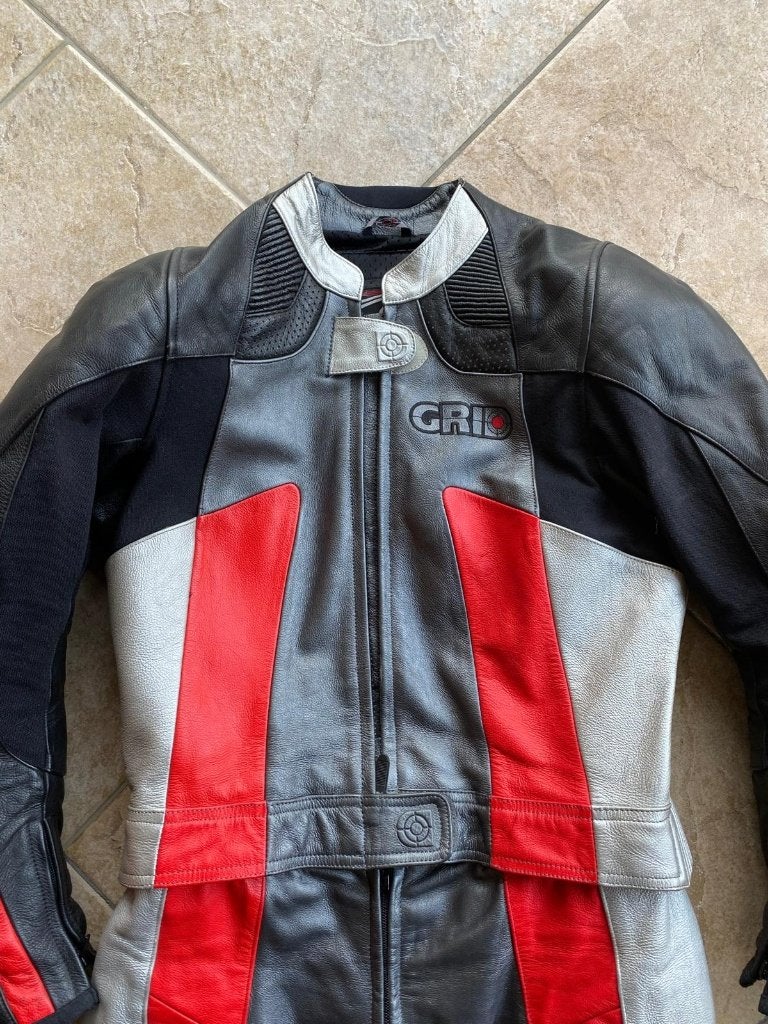 Dames leren motorpak Grid tweedelig combi maat 42 / M, Combipak, Ophalen of Verzenden, GRID, Dames