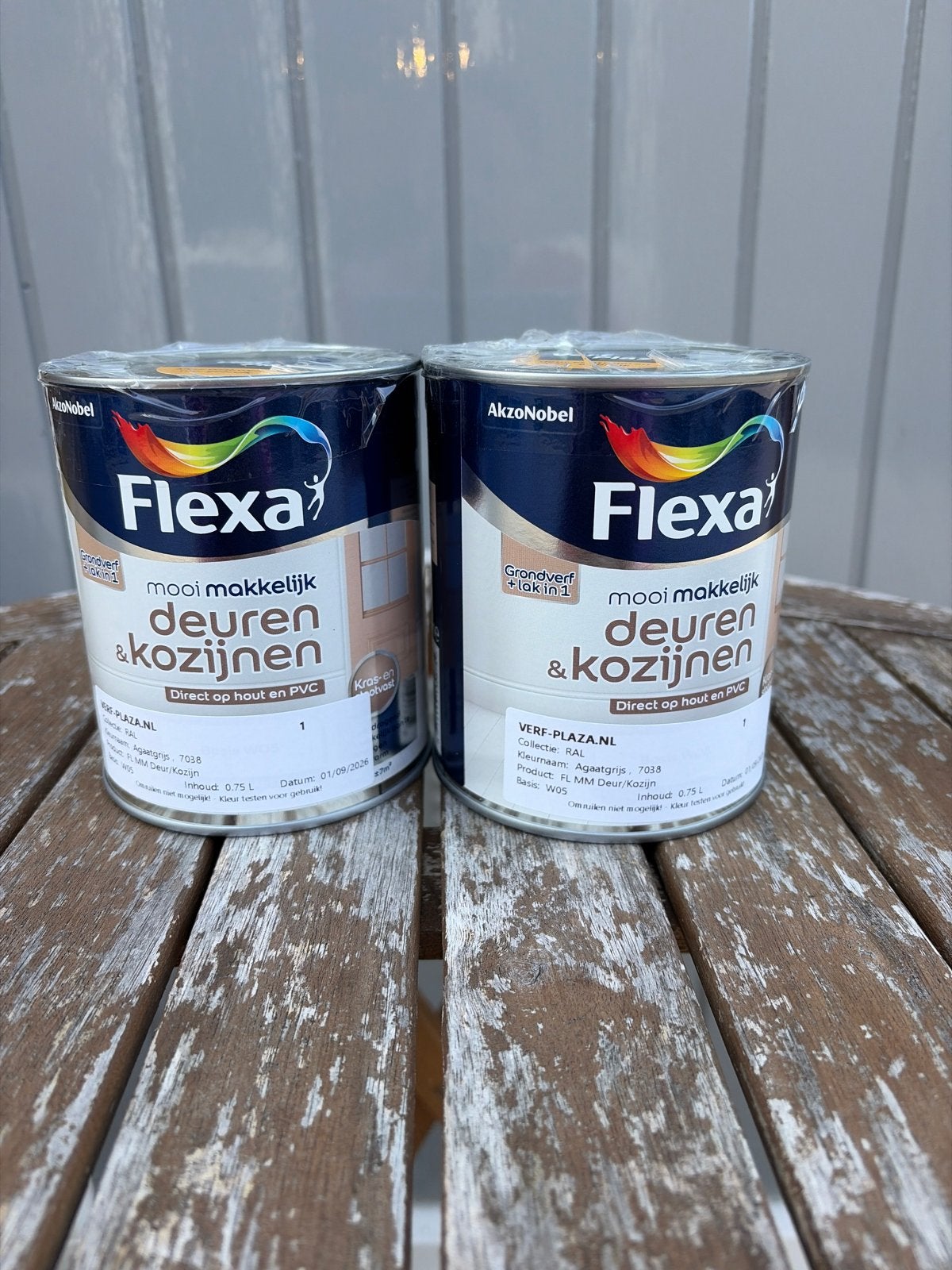 Nieuw Flexa Deuren & Kozijnen Agaatgrijs (2x 0.75L) RAL7038, Nieuw, Ophalen of Verzenden, Verf, Grijs