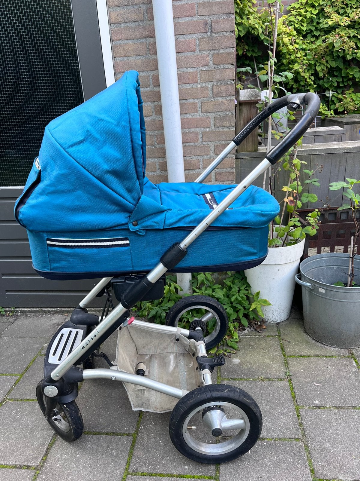 Mutsy kinderwagen combi Team 01 3 in 1 blauw met extras, Ophalen, Gebruikt, Luchtbanden, Combiwagen