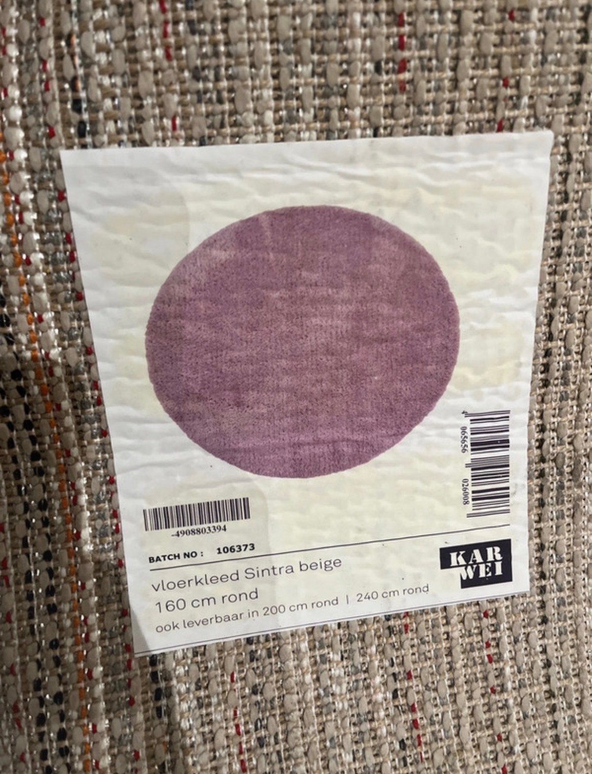 Rond vloerkleed Sintra beige Karwei - Zo goed als nieuw, Ophalen, Beige, 150 tot 200 cm, Rond
