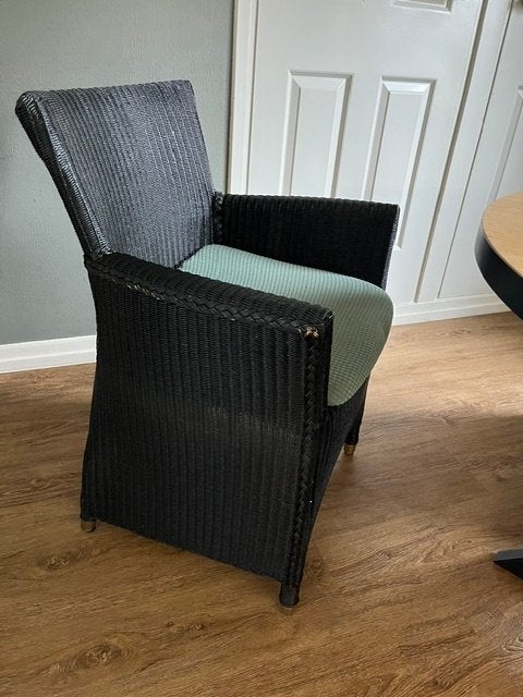 Lloyd loom eetkamer stoelen zwart 4 stuks, Huis en Inrichting, Ophalen, Gebruikt, Zwart, Loom