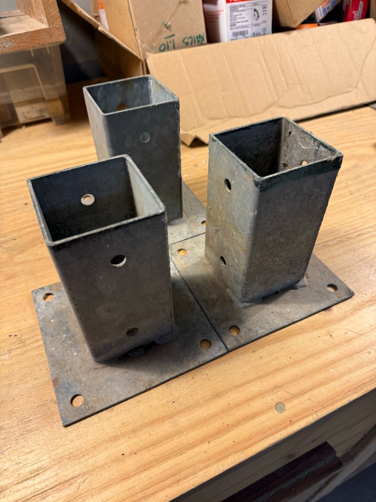 7x7 paalhouders met voet 15x15 3 stuks, Ophalen, Gebruikt, Minder dan 50 mm, Overige typen