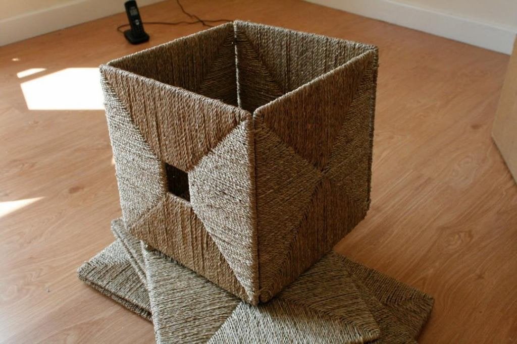 4x rieten rotan Knipsa manden bakken bruin zeegras Ikea, Ophalen, Mand, Vierkant, Zo goed als nieuw