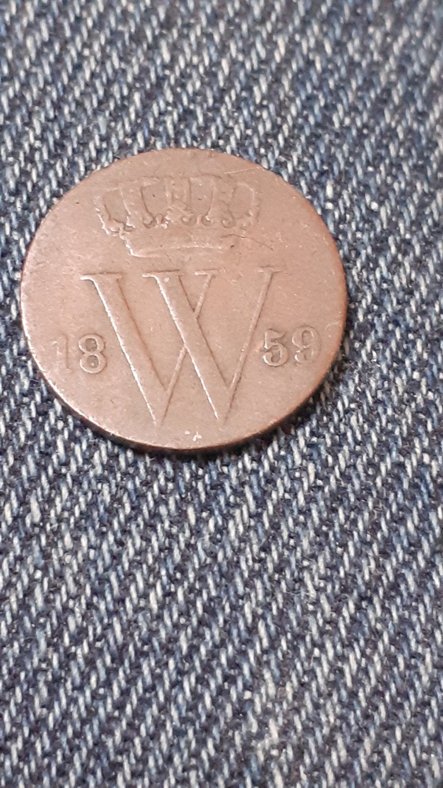 Halve Cent 1859 Koning Willem III voor 7.5 euro, Ophalen of Verzenden, Koning Willem III, Overige waardes