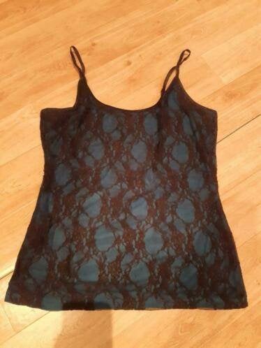 N37 Blauw/zwart topje True Spirit maat M, Kleding | Dames, Tops, Maat 38/40 (M), Blauw, Ophalen of Verzenden, Zonder mouw