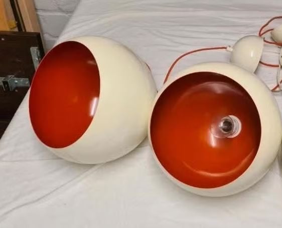 retro space age hanglamp Frandsen metaal xl stukprijs, Ophalen, E27 (groot), Zo goed als nieuw, Space age