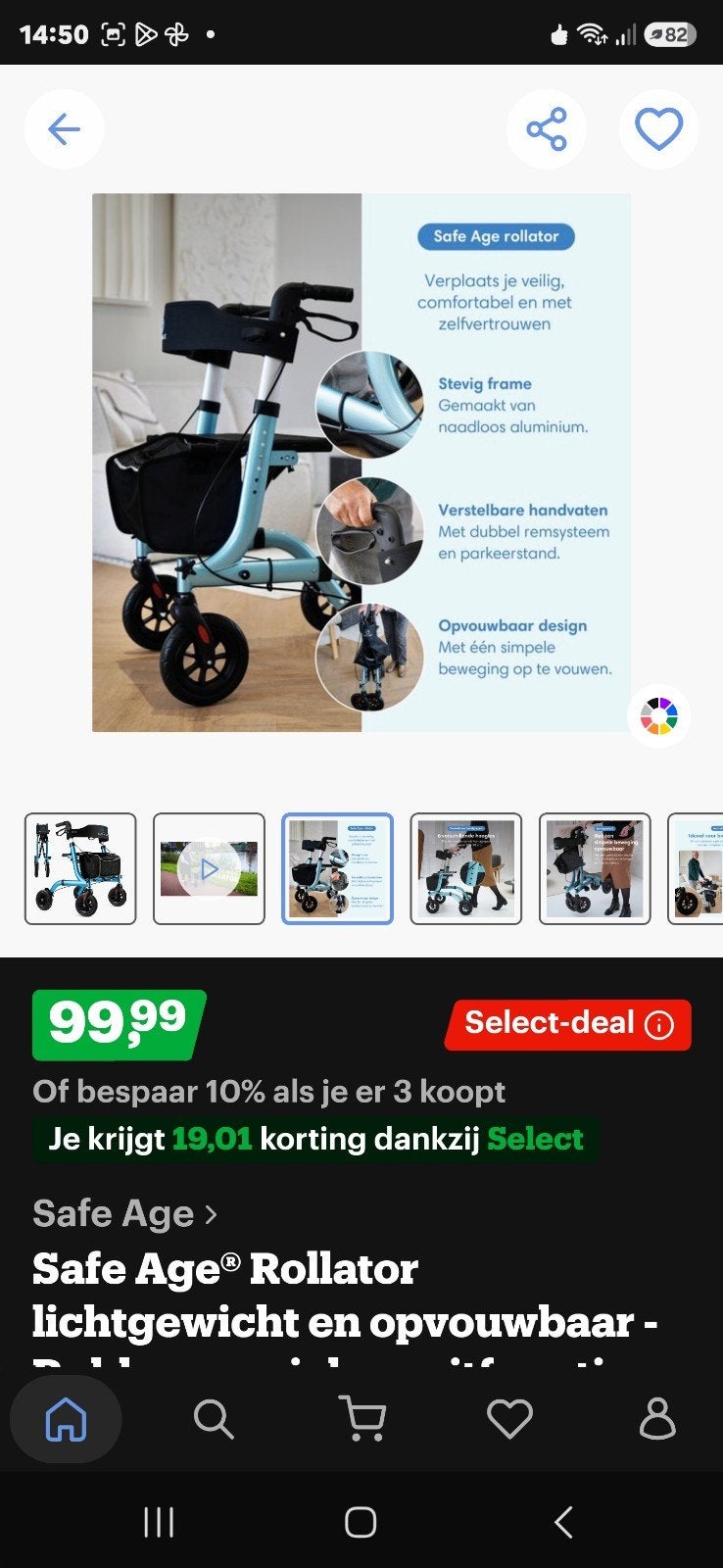 Safe Age rollator z.g.a.n., Diversen, Rollators, Zo goed als nieuw, Ophalen of Verzenden