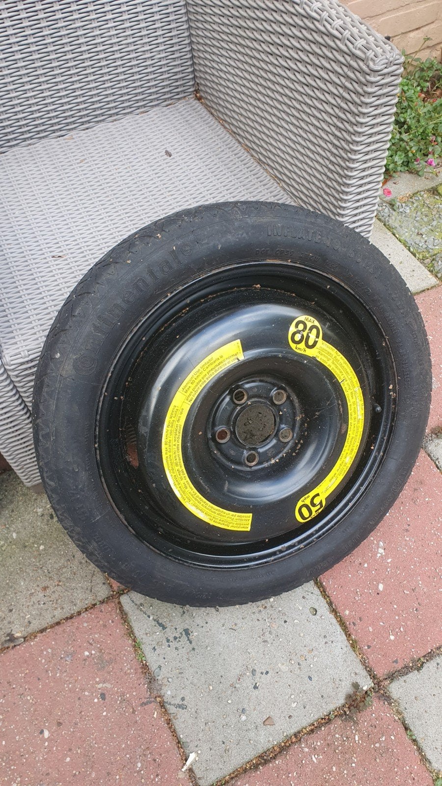 Continental thuiskomer T 125/70 R 16, Ophalen, Gebruikt, 16 inch, Banden en Velgen