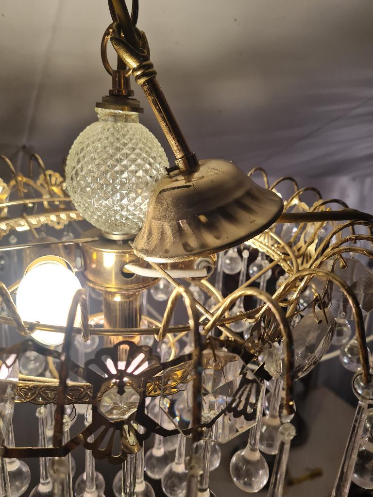 Vintage plafond lamp met druppels, Antiek en Kunst, Ophalen of Verzenden