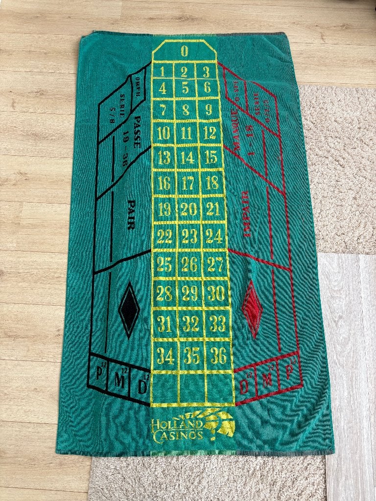Badlaken Casino Roulette tafel afbeelding, Ophalen of Verzenden, Zo goed als nieuw, Groen, Handdoek