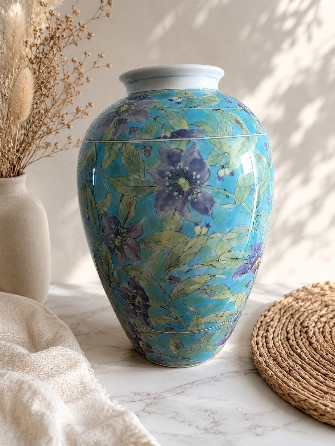 vintage Porseleinen gemberpot  - Bloemmotief, Ophalen of Verzenden, Meerkleurig