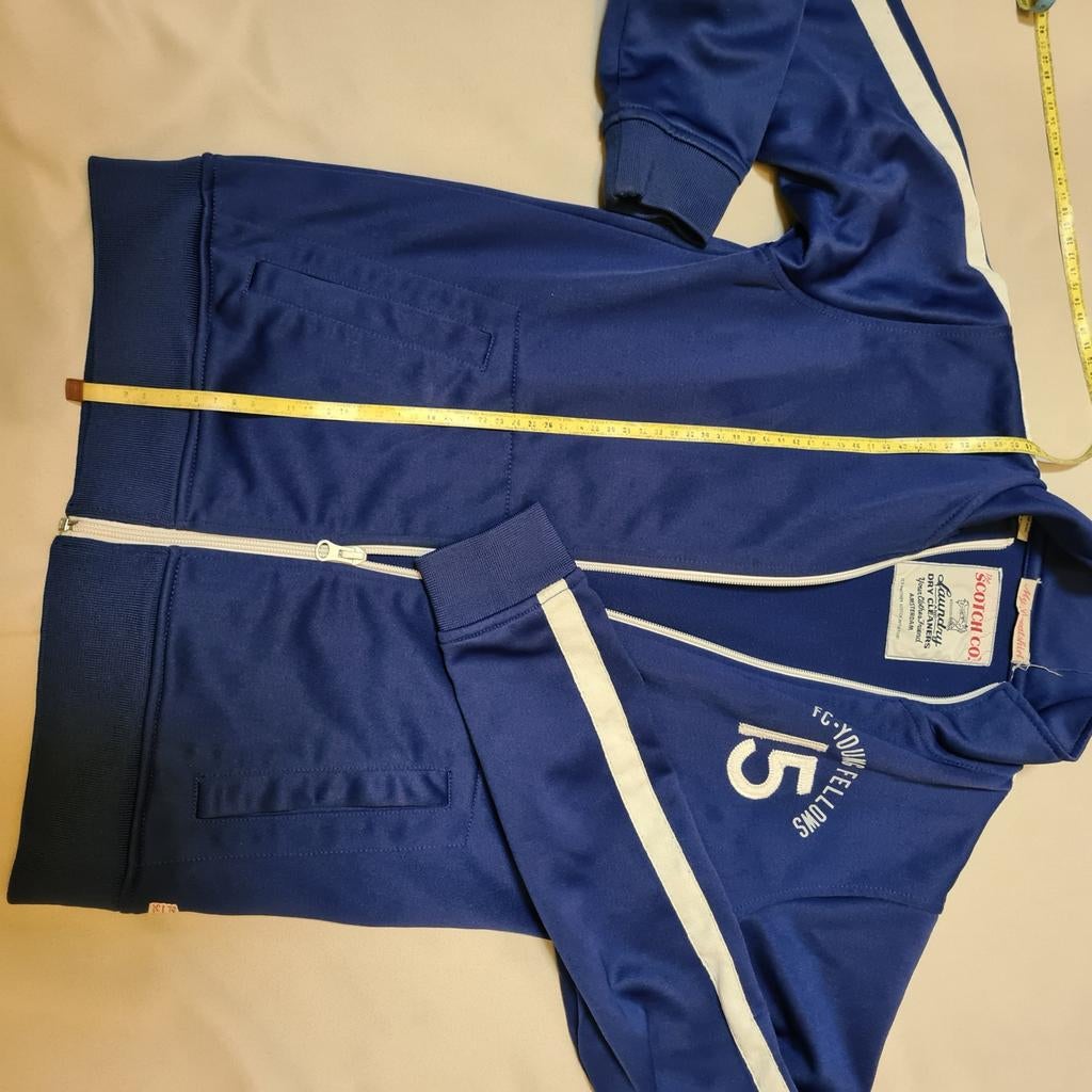 Blauw trainingsjack met witte strepen - FC Young Fellows, Ophalen of Verzenden, Zo goed als nieuw