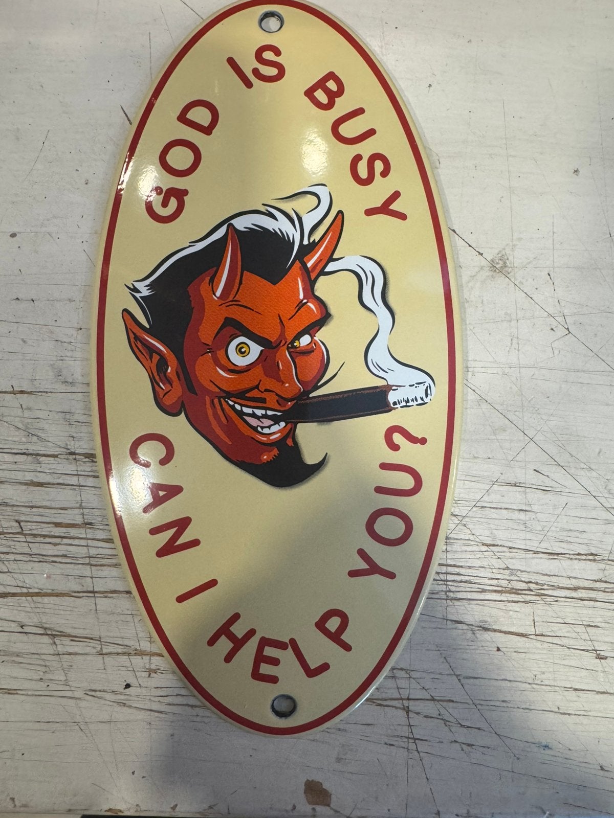 Leuk Emaille deurpost bordje El Diablo, Verzamelen, Merken en Reclamevoorwerpen, Ophalen of Verzenden, Nieuw, Reclamebord