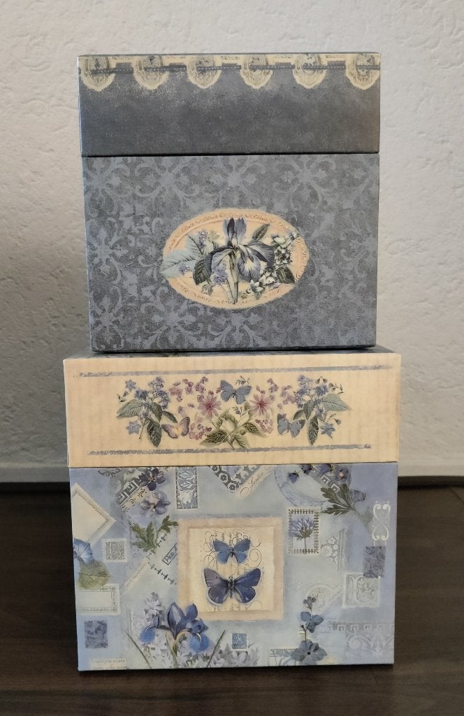 Set Bob's Boxes Design & Décor opbergdozen thema Blue Iris, Brocante, Blauw, Nieuw, Ophalen of Verzenden