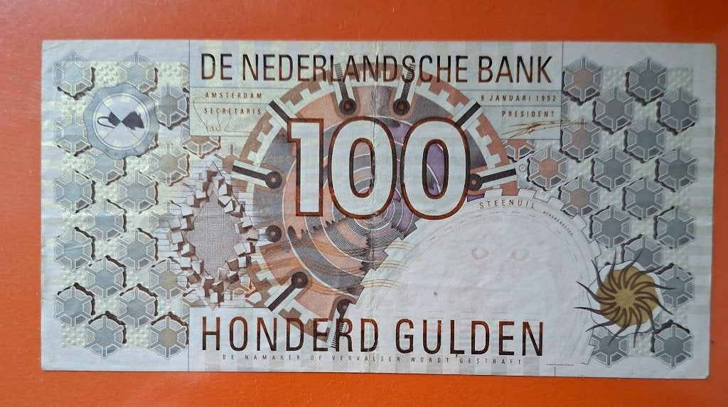 Bankbiljet 100 gulden 1992 Steenuil, cat. PL105.d, Postzegels en Munten, Bankbiljetten | Nederland, Verzenden, 100 gulden, Los biljet