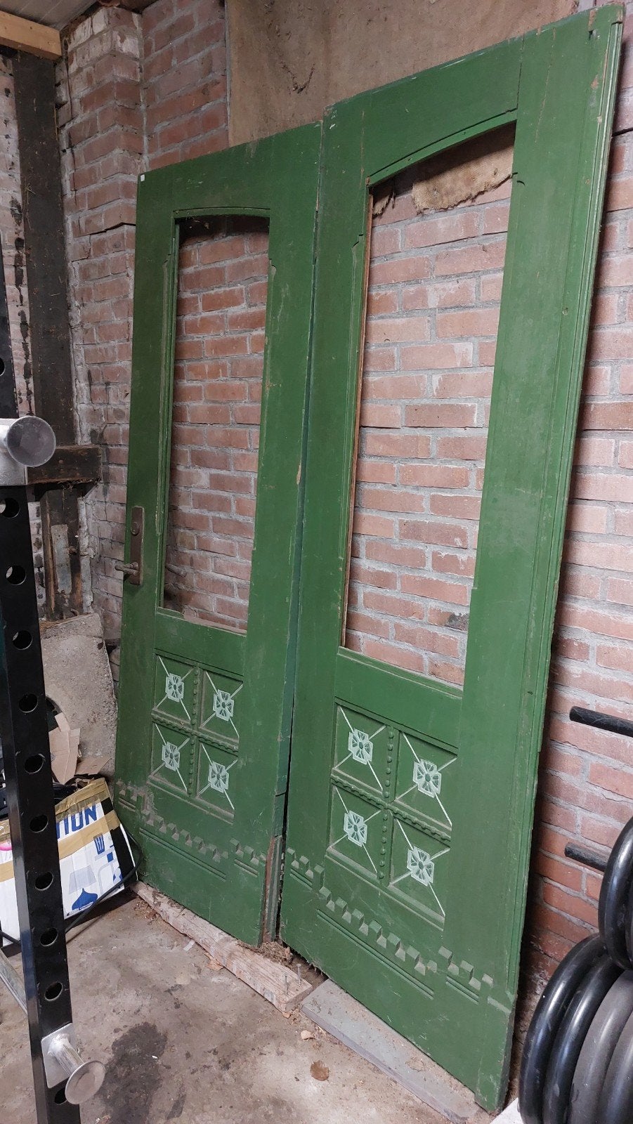 Oude dubbel openslaande buitendeuren,, Ophalen, Gebruikt, 120 cm of meer, 200 tot 215 cm
