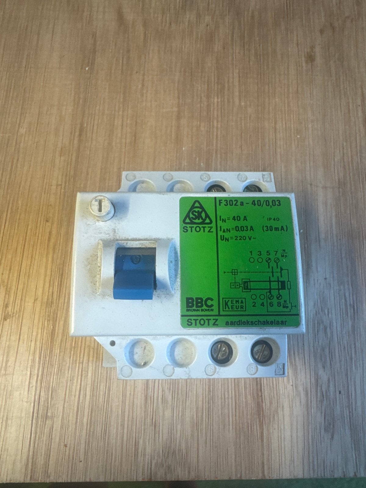 STOTZ aardlekschakelaar F302a-40/0,03, 40A, 30mA, Ophalen of Verzenden, Gebruikt, Overige merken, Aardlekschakelaar