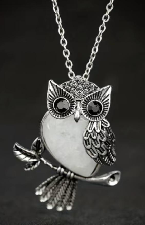 Kettinghanger Uil Tibet zilver met Ivoor natuursteen -NIEUW-, Overige materialen, Wit, Nieuw, Ophalen of Verzenden