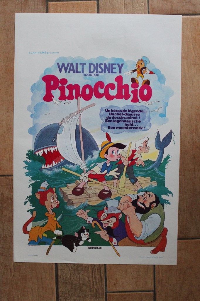 filmaffiche Walt Disney Pinocchio filmposter, Verzamelen, Posters, Rechthoekig Staand, Ophalen of Verzenden, Zo goed als nieuw