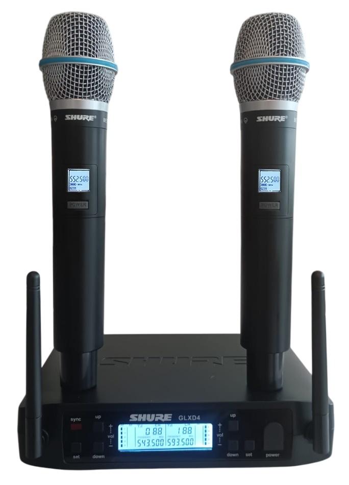 Nieuwe Shure GLXD4  met 2 handheld microfoons.