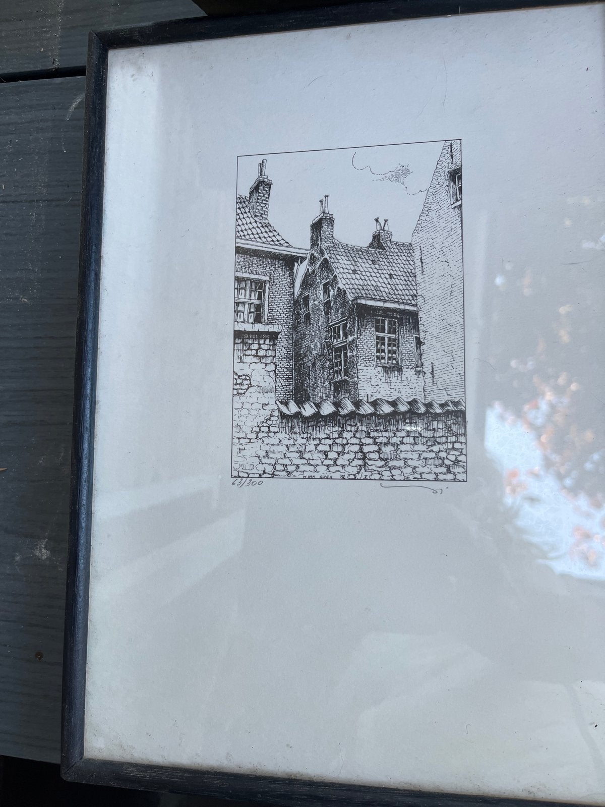 schilderijtjes J van Kuyck - Begynhof, Ophalen, Schilderij, Pentekening, Genummerd