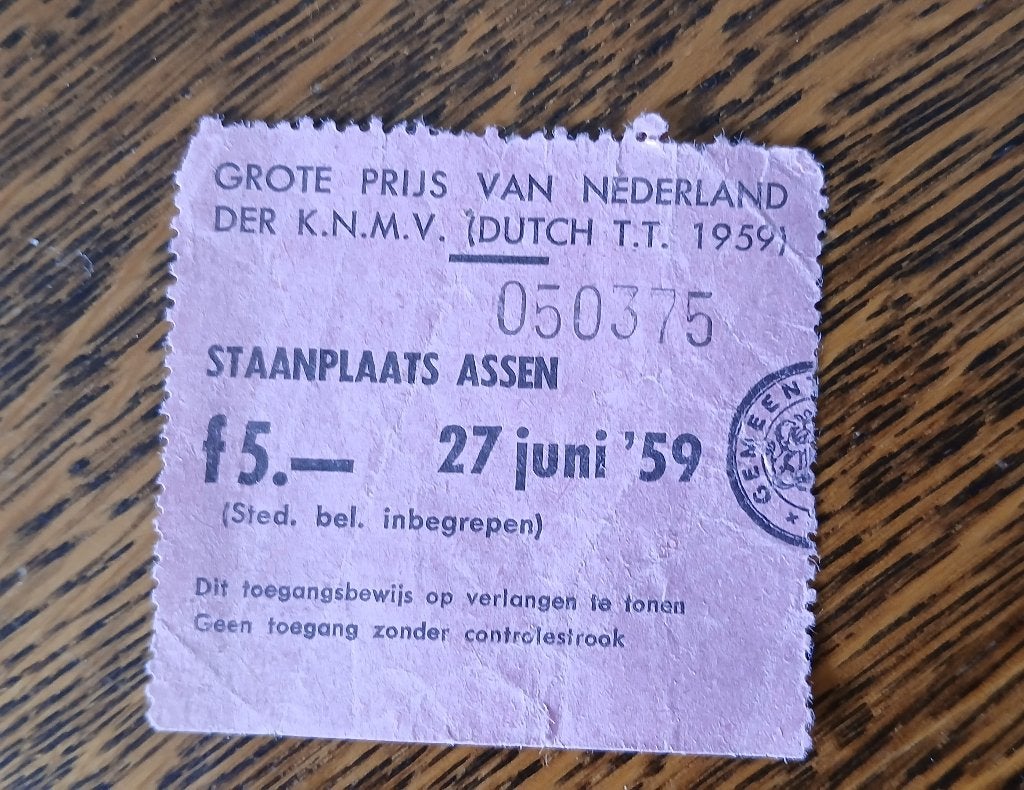 Toegangsbewijs TT 1959, Ophalen, Gebruikt, Motoren