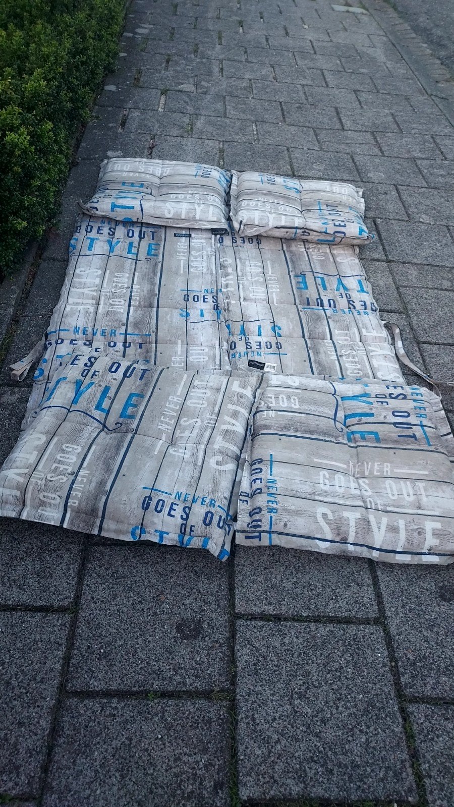 Tuinkussens: 4 kleine en 2 grote voor ligstoelen, Ophalen of Verzenden, Gebruikt
