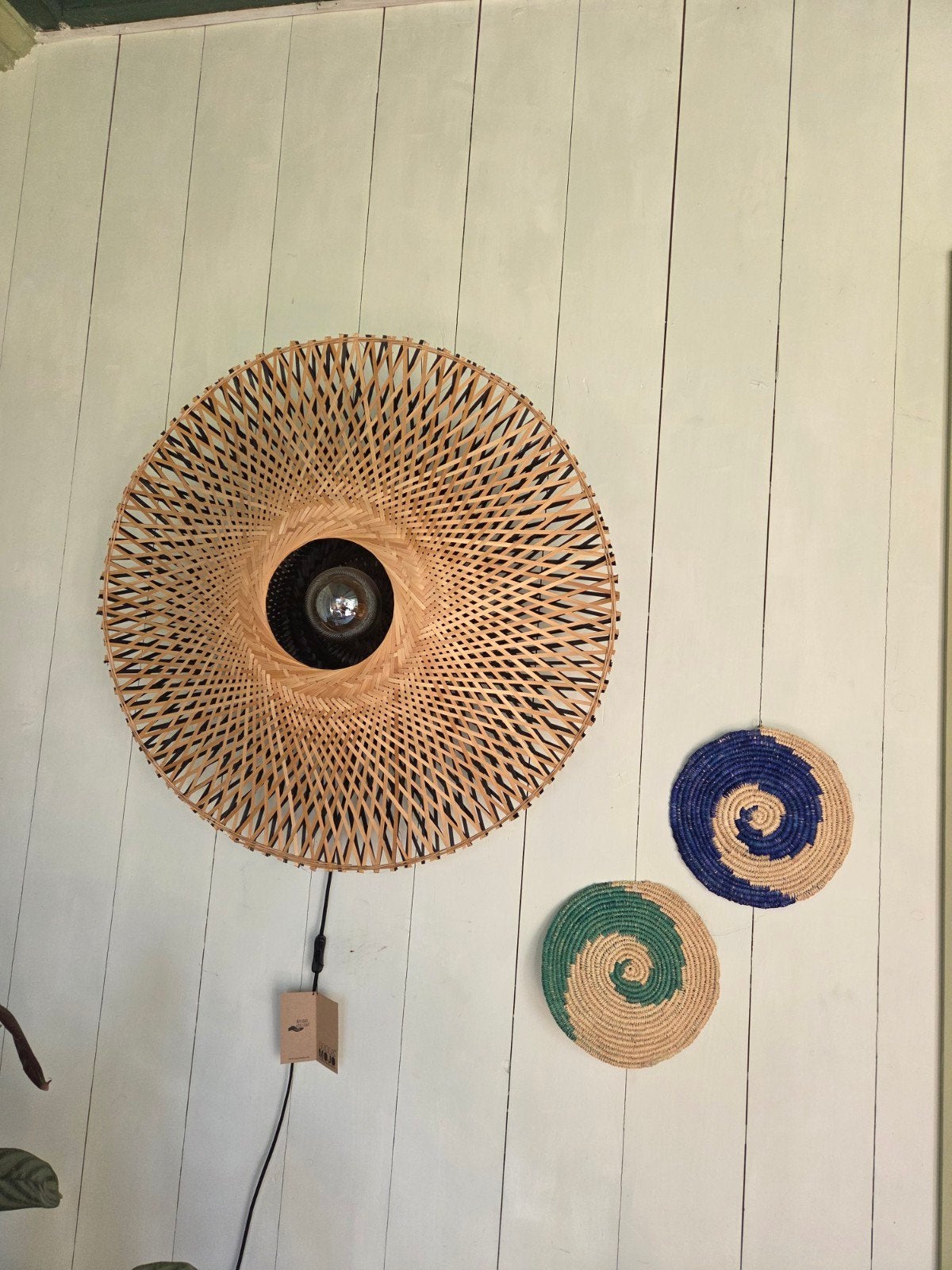 Good Mojo wandlamp 90 cm - Natuurlijke bamboe, Ophalen, Met snoer/stekker, Natuurlijk materiaal, E27 (groot)