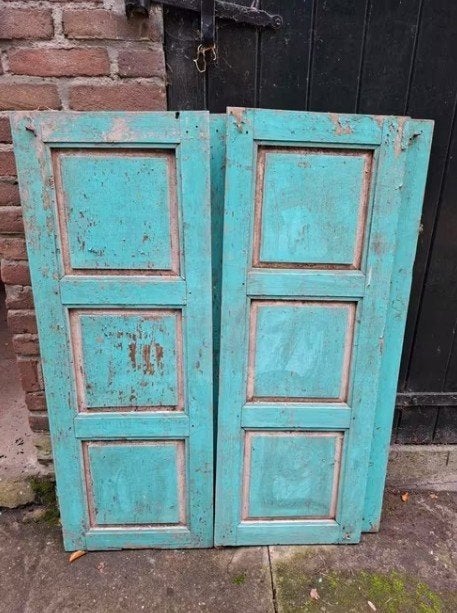 Oude brocante set luiken turkoois groen 2 sets, Ophalen of Verzenden