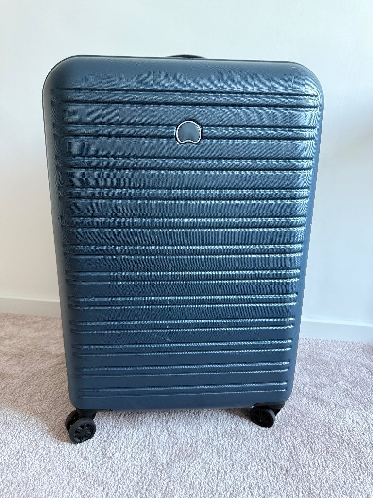 Delsey reistas op wielen – blauw, Gebruikt, Hard kunststof, 35 tot 45 cm, Wieltjes
