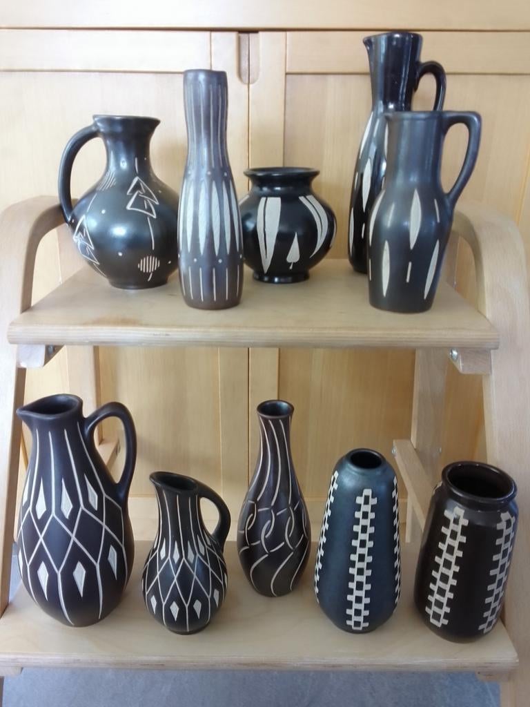 Sgraffito aardewerk, Piesche & Reif, Mid Century, Antiek en Kunst, Ophalen of Verzenden