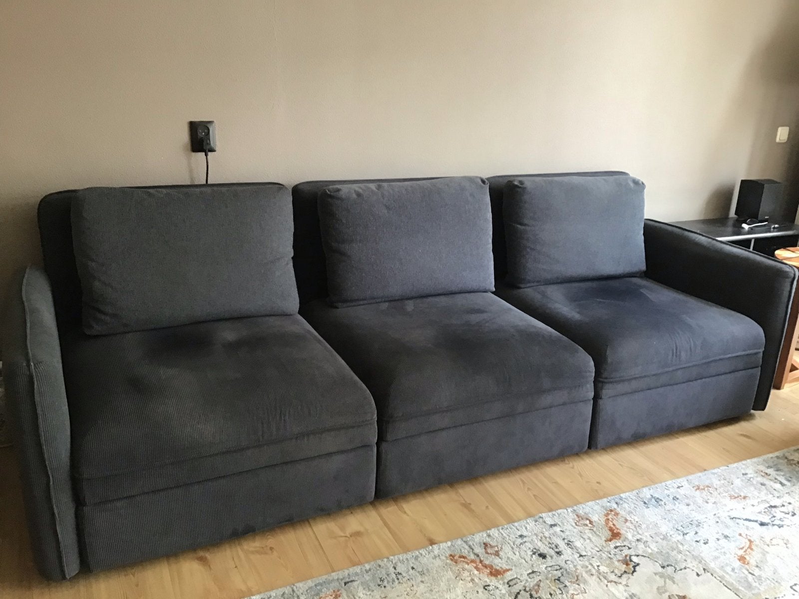 Vallentuna 3-zits bank met opbergvakken en extra bekleding, Ophalen, Gebruikt, Driepersoons, 75 tot 100 cm