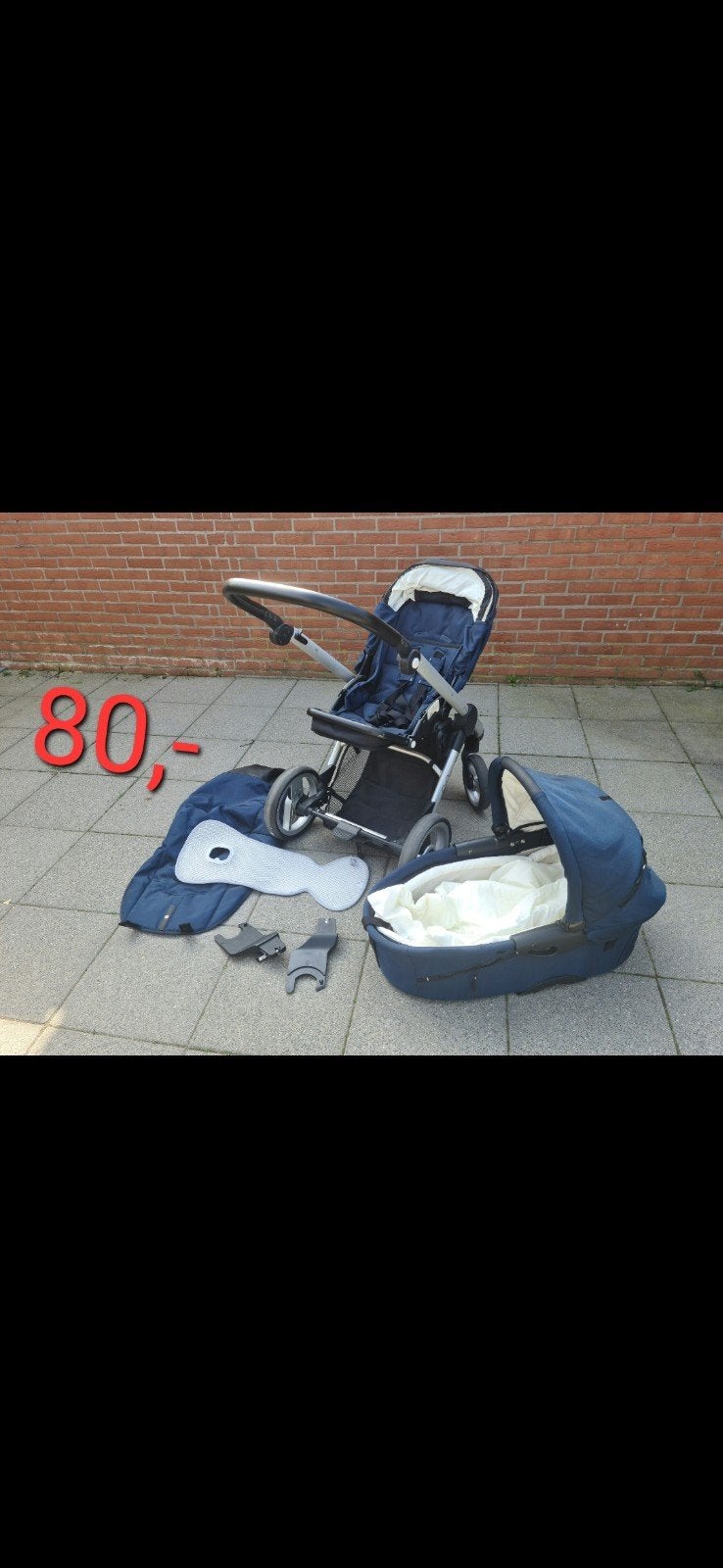 Mutsy Igo Combiwagen met Reiswieg - Donkerblauw, Gebruikt, Ophalen of Verzenden, Combiwagen, Mutsy
