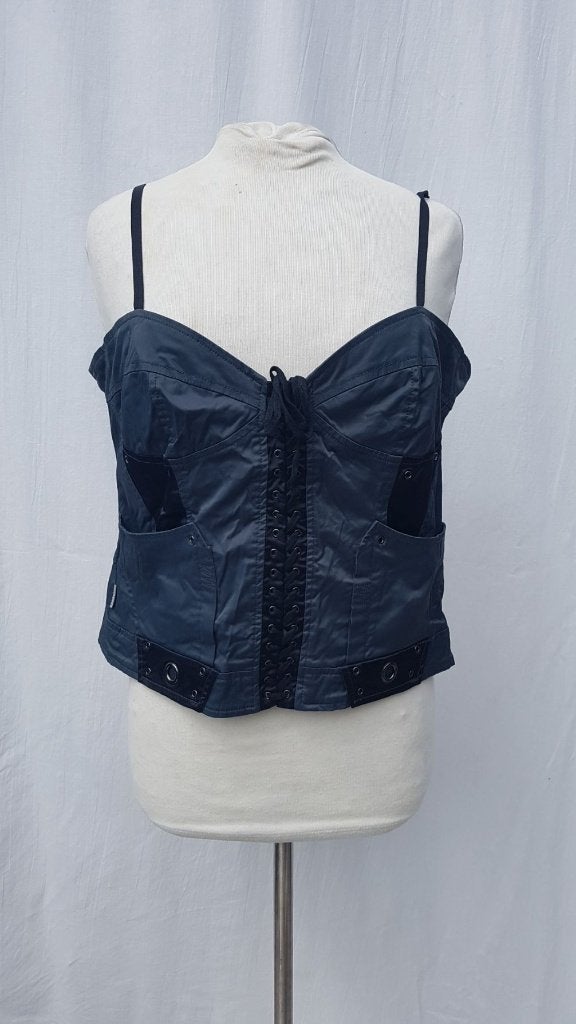 Stoer zwart topje. met veters. mt XL. Merk Watcher, ., Zwart, Maat 46/48 (XL) of groter, Ophalen of Verzenden