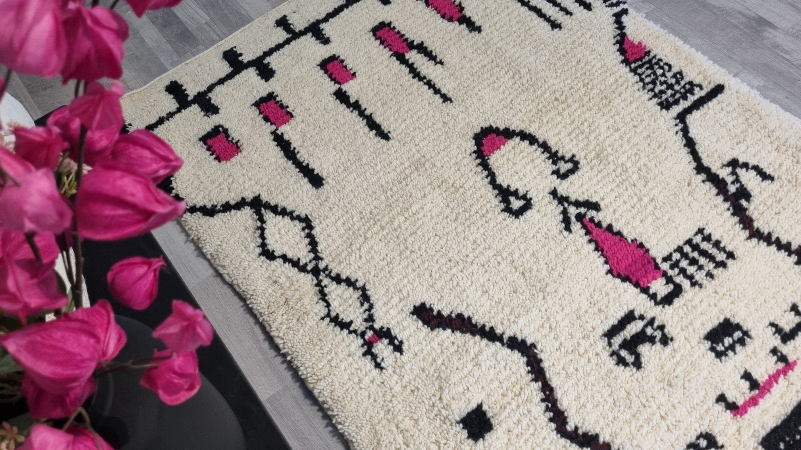 Marokkaans Berber vloerkleed - Crème/Roze 150x100 cm, 200 cm of meer, Ophalen of Verzenden, Zo goed als nieuw, Rechthoekig