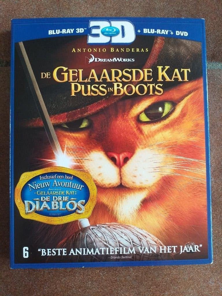 De Gelaarsde Kat 3D Bluray + 2D Bluray + Dvd, Cd's en Dvd's, Blu-ray, Film, Nederlands, Ophalen of Verzenden, Vanaf 6 jaar