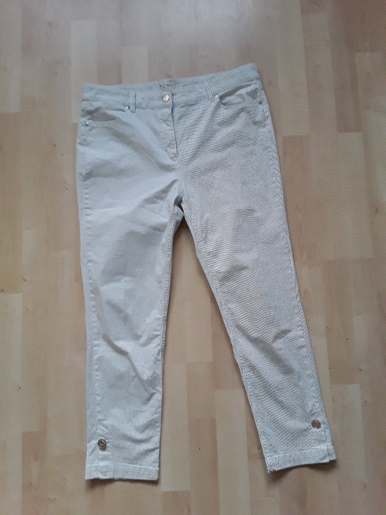 Toni boek mt 44 enkellang wit/blauw streepje, Verzenden, Wit, Maat 42/44 (L), Zo goed als nieuw