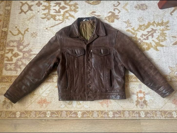 Levi’s leren trucket jas jacket, Ophalen of Verzenden, Gedragen, Maat 52/54 (L), Bruin