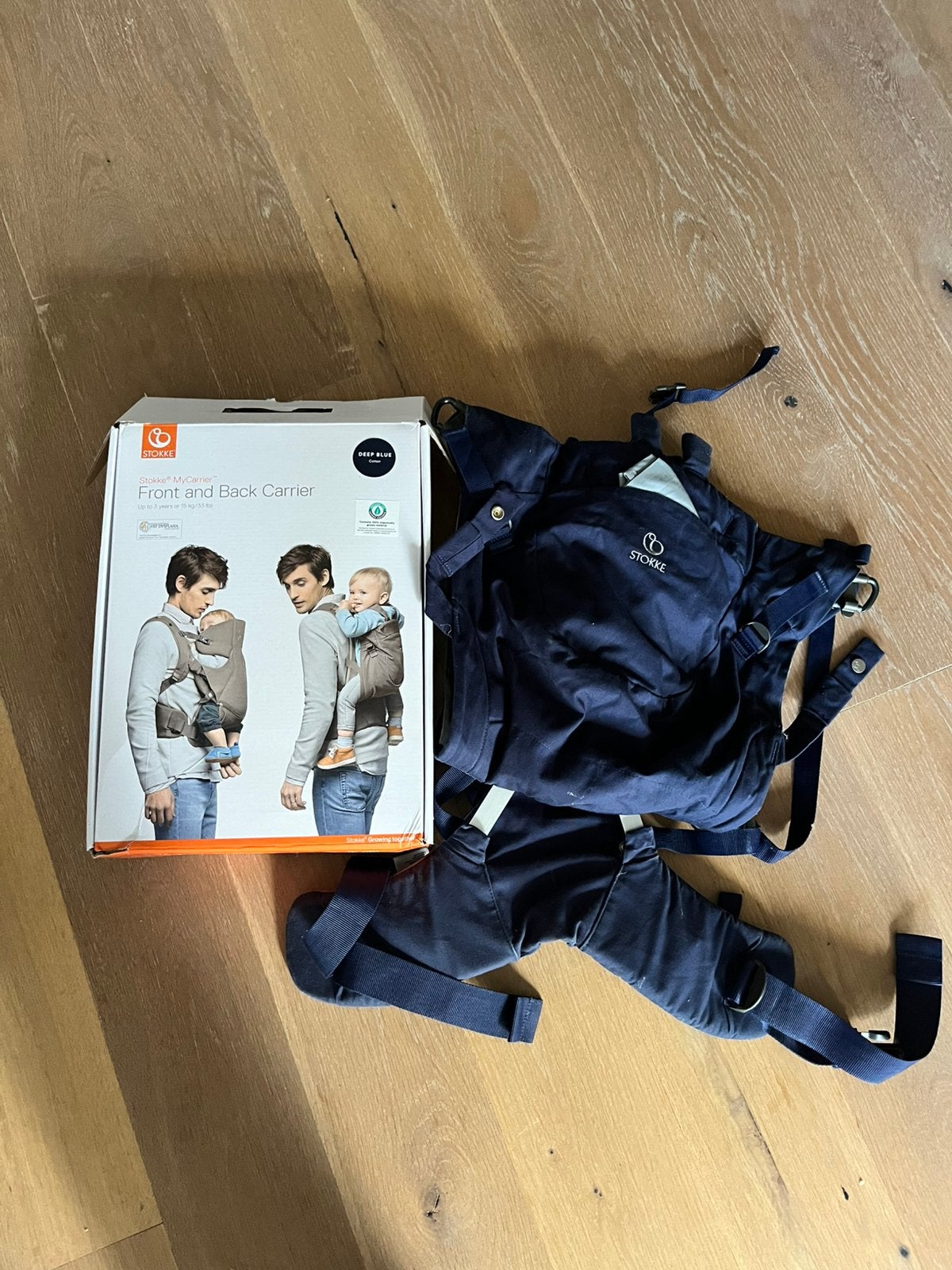 Stokke MyCarrier Blauw, Buik of Rug, Zo goed als nieuw, Draagzak, Ophalen