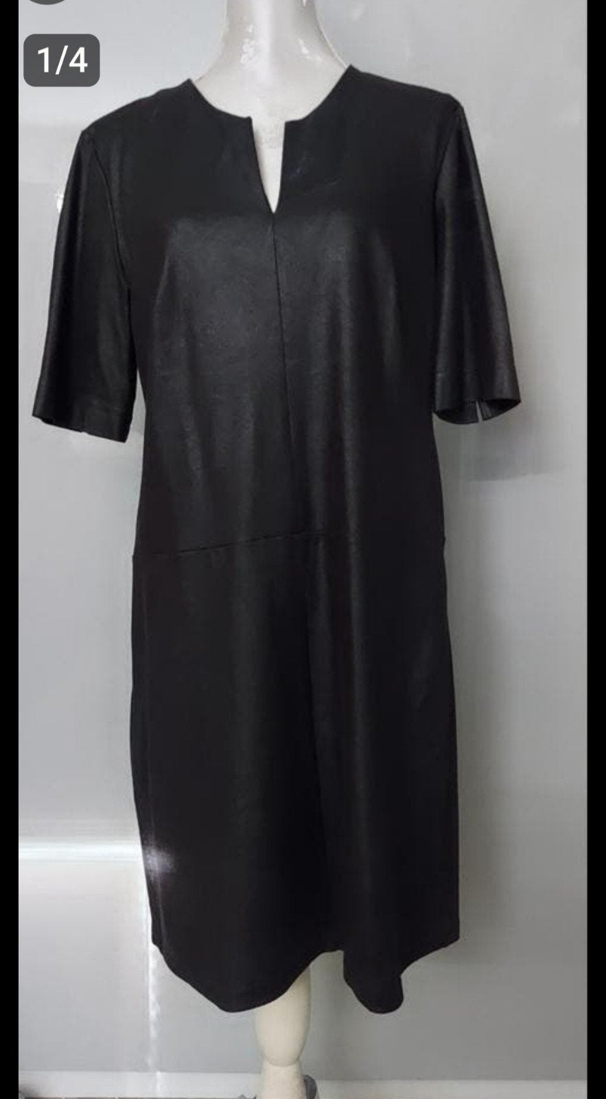 Zwarte lederlook jurk van CREME DE LA CREME maat L  = 40, Kleding | Dames, Jurken, Ophalen of Verzenden, Zo goed als nieuw, Maat 38/40 (M)