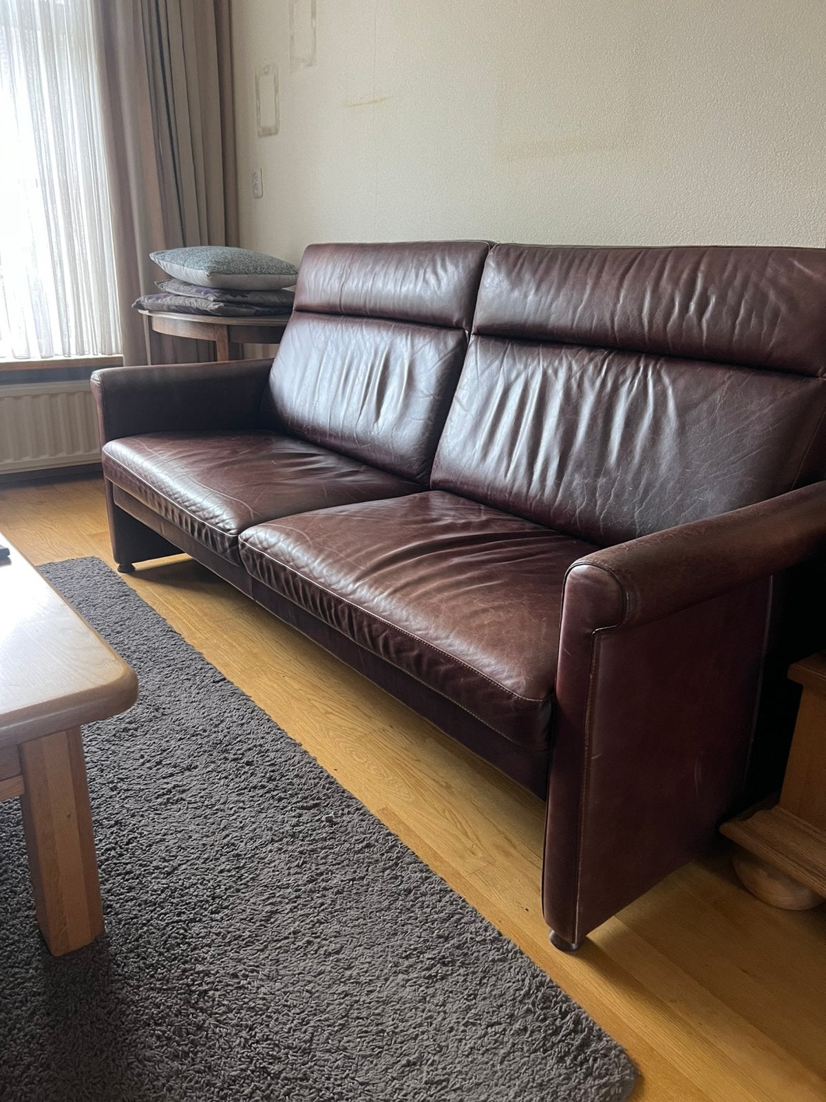 3 zits bank en fauteuil leder, Ophalen, Zo goed als nieuw, 75 tot 100 cm, Leer