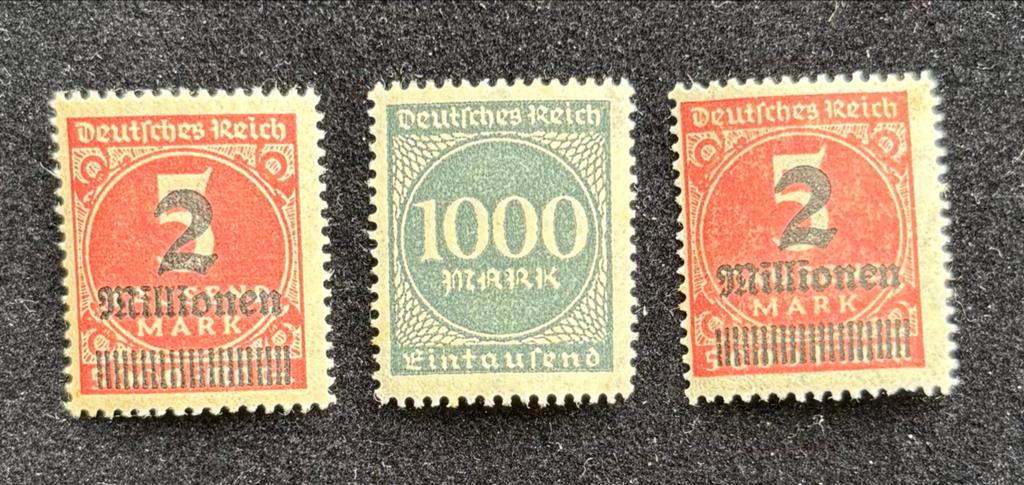 Duitse Rijk postzegels - 2 Miljoen en 1000 Mark, Postzegels en Munten, Postzegels | Europa | Duitsland, Ophalen of Verzenden, Duitse Keizerrijk
