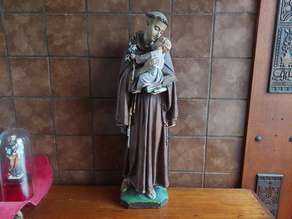 Antonius van Padua / Gips / 45 centimeter / Antiek beeld, Gips, Ophalen of Verzenden, 20 - 50 cm, Beeld