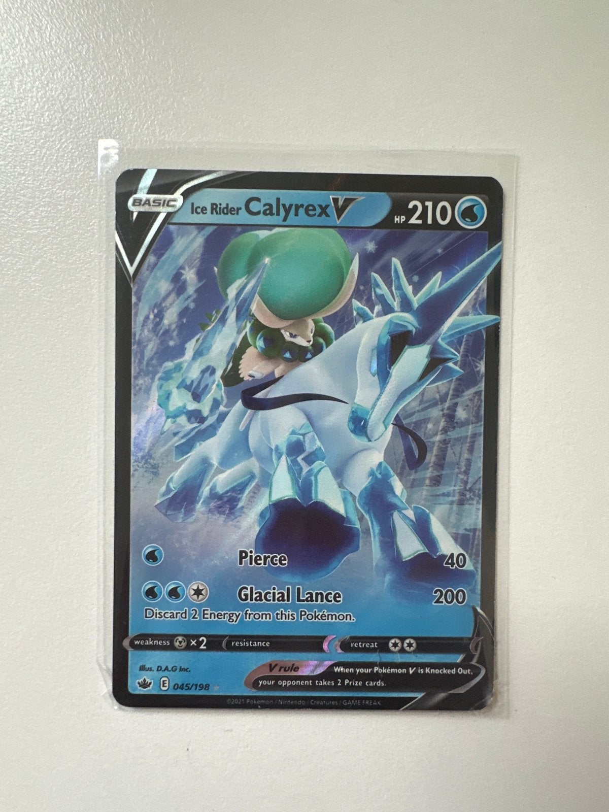 Ice Rider Calyrex V Pokémon Kaart (045/198) - Basic, Ophalen of Verzenden, Zo goed als nieuw, Losse kaart