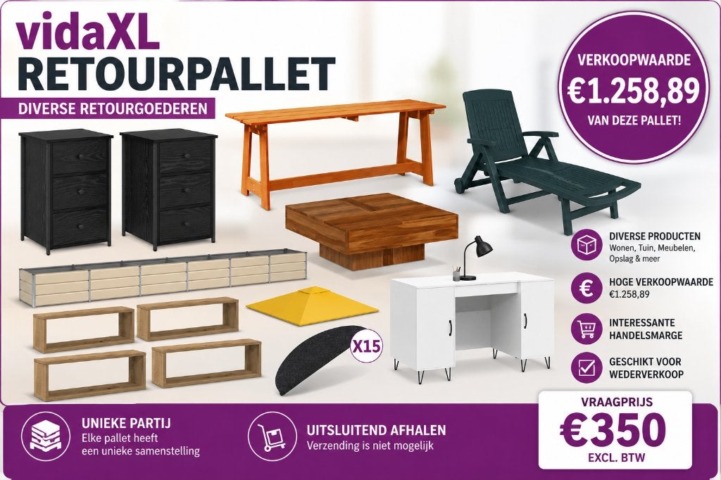 vidaXL Retour Pallets | Verkoopwaarde 1258,89,-  I PLNR #4, Ophalen