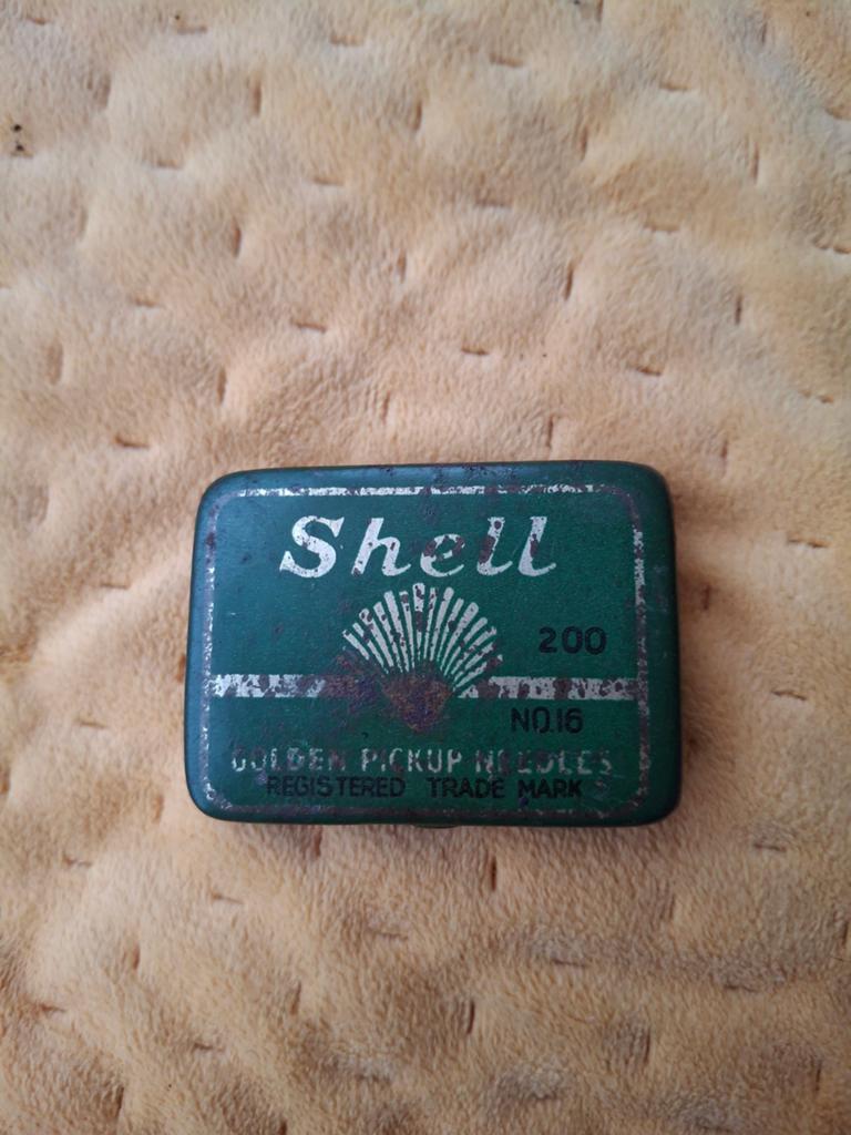 Shell Golden Pickup grammofoonnaaldendoosje, Ophalen of Verzenden