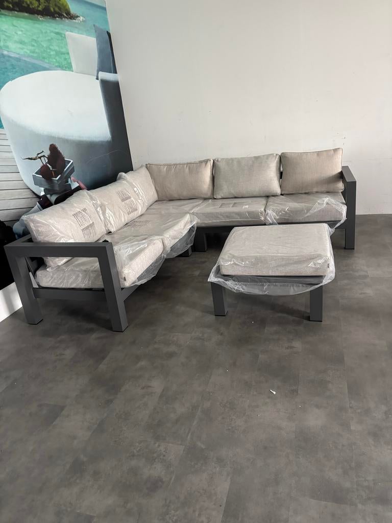Luxe Aluminium Hoek Loungeset met Kussens, Tuin en Terras, Tuinsets en Loungesets, 5 zitplaatsen, Ophalen of Verzenden, Loungeset